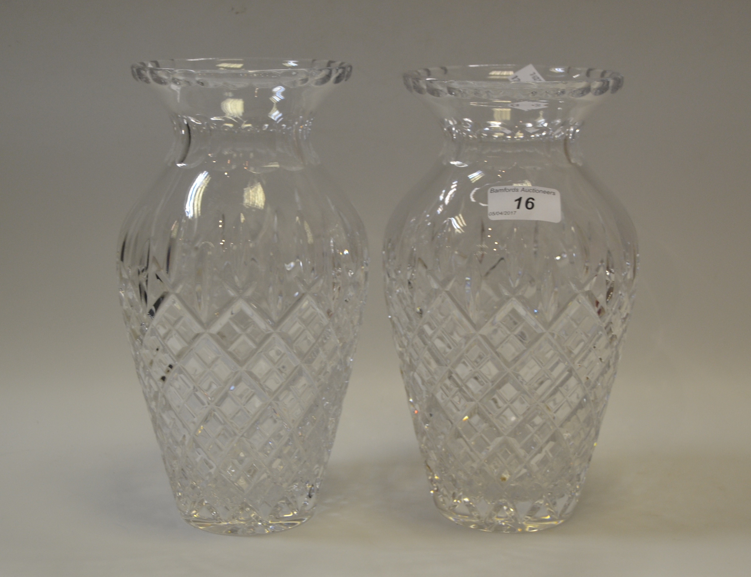 A pair of Waterford crystal type vases