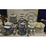 Teaware- a Old Willow pattern tea service for six; a Royal Tudorware part dinner service;
