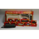 Hornby Railways - a B.R Freight electric train set; a R096 Bestwood Plank wagon; another; a R.