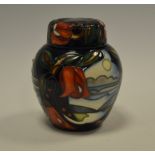 A contemporary Moorcroft ovoid ginger jar and cover, designed by Emma Bossons,