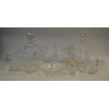 Glassware - an Edinburgh crystal cut glass decanter; a Dartington Daisy bowl;