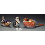 A Royal Crown Derby paperweight Pheasant; Wren and Sitting Duckling,