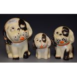 Crown Devon - a graduated trio of character models, Bongo, glass and painted,