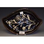 An Art Pottery tube lined leaf dish, JE North,