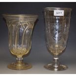 A Victorian cut and etched glass celery vase;
