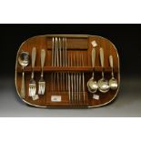 An Old Hall Butlers tray and canteen of cutlery c 1969