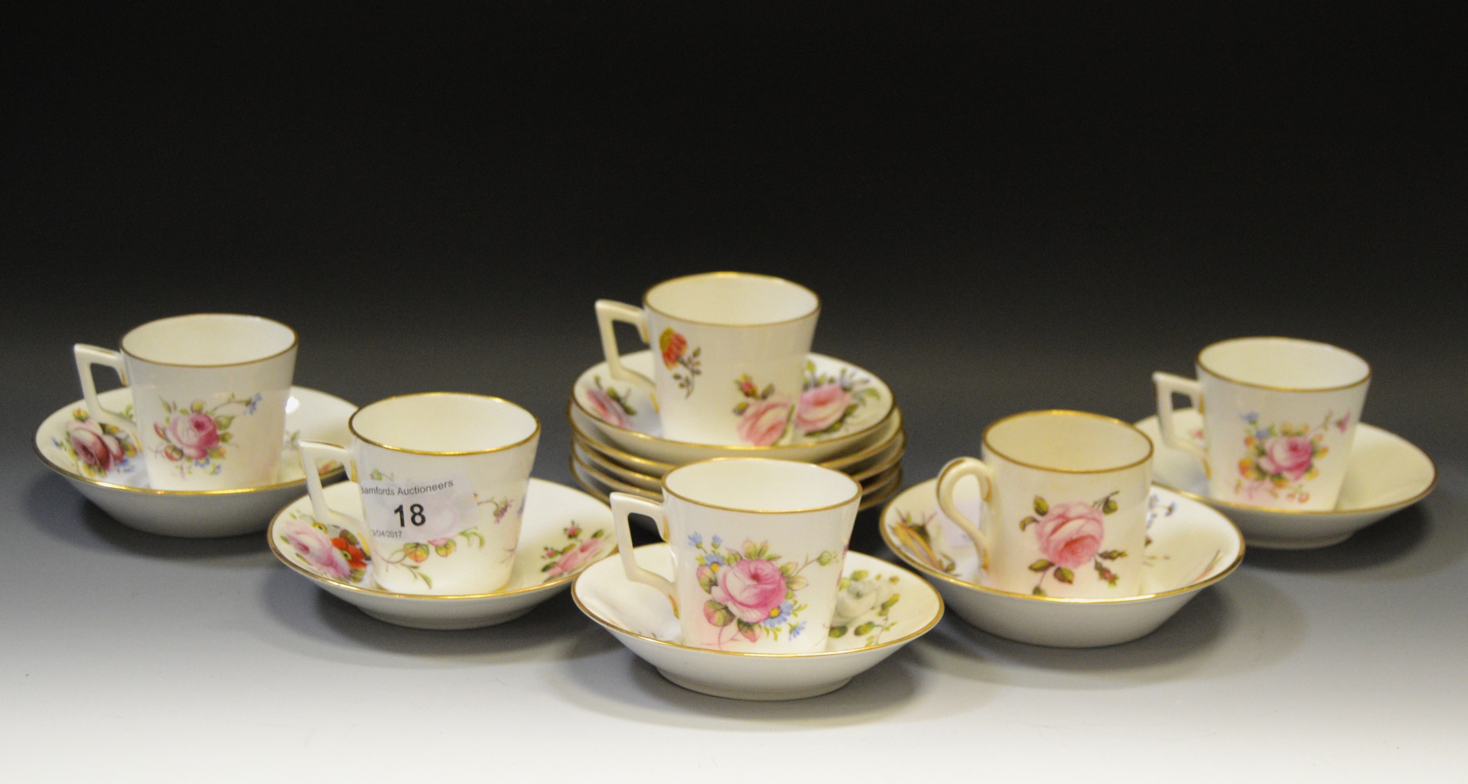 A set of six Sampson Hancock coffee cups and saucers;