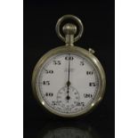 A J W Benson of London Swiss made open face stopwatch, white dial, Arabic numerals 5-60,