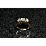 A diamond triple flower head cluster ring,