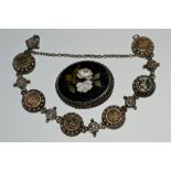 A 19th century micro mosaic and silver bracelet,