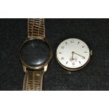 A vintage 1950s Gentleman's 9ct gold wristwatch, unnamed silvered dial,