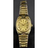 Omega - a 1970s lady's gold plated Seamaster automatic wristwatch, brushed dial, baton markers,