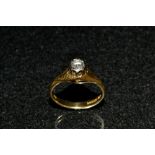 A diamond solitaire ring, round old brilliant cut diamond, approx 0.