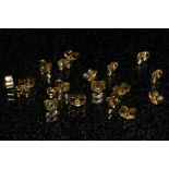 Ten pairs of 9ct yellow gold butterfly earring backs,