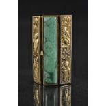 A Chinese malachite and silver gilt belt buckle,