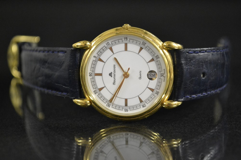 Maurice Lacroix - a classic 92124 wristwatch, white dial, arrow and block batons,