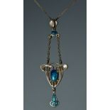 An Art Nouveau enamelled silver pendant necklace,