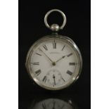A Victorian silver open face pocket watch, A.W.