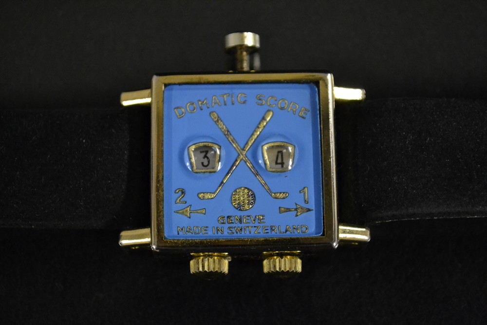 A mid 20th century gentleman's Golf Domatic Score wrist watch effect stroke counter,