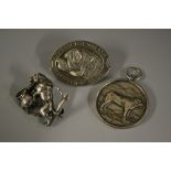 An unusual silver Old English Mastiff club oval portrait panel brooch, W H Darby & Sons,