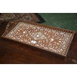 An Anglo Indian bone inlaid two handled serving tray,