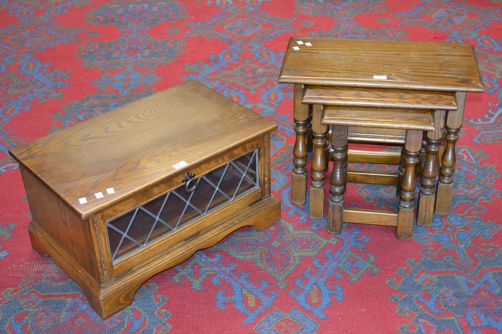 An oak nest of tables;