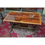 An early Victorian mahogany and marquetry library table,