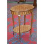 A French Transitional style kingwood and parquetry oval occasional table,