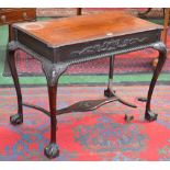 A Chippendale Revival mahogany silver table, hipped rectangular moulded top,