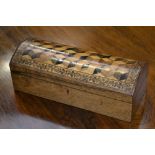 A Victorian Tunbridgeware and rosewood domed rectangular glove box,