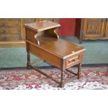 An oak telephone seat