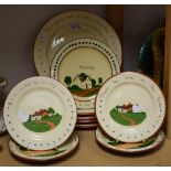 Motto Ware - a set of ten Devon ware plates,