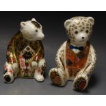 A Royal Crown Derby Honey Bear paperweight, 1128 pattern, printed mark (second); another,