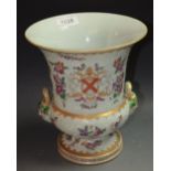 A late 19th Sampson campana shaped vase, in the Chinese famille rose Armorial manner,