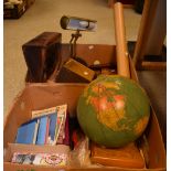 Boxes and Objects - a George Philip illuminated globe; a brass desk light; Freemasons regalia;