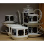 A Midwinter transfer printed monochrome coffee set, comprising coffee pot, cream jug, sugar bowl,