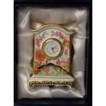 A Royal Crown Derby Haiku pattern miniature mantel clock,