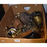 Metalware - brass dishes and bowls; letter rack; door handles; a burner;