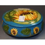 Moorcroft - a Sunflower powder pot, 2012,