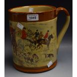 Moira Pottery - a large stoneware mug, printed hunting scene,