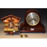 A mahogany domed mantel clock,