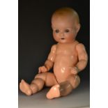 Armand Marseille - a 518 bisque headed baby doll, impressed 518 3 k ,with sleeping blue eyes,