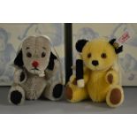 A pair of Steiff miniature novelty bears, Sooty and Sweep, white era tags,