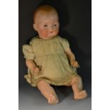 Armand Marseille - a bisque head doll, sleeping blue eyes, closed mouth, impressed 341/8.K A.M.