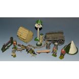 Hollow Cast Toys - a collection of mainly Britain's toys figures and accessories inc seated Farmer,