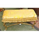 A giltwood Louis XVI revival stool, hinged and padded seat,