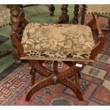 An Edwardian mahogany adjustable piano stool, c.