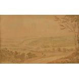 Circle of Thomas Sunderland (1744-1823) Overlooking the Valley graphite and ink wash,