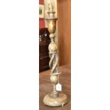 A floral decorated Kashmir twisted column lamp