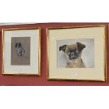 Joanna Dixon Gundog, Tinker Huleatt-James signed, pastel; another A Pug, signed,